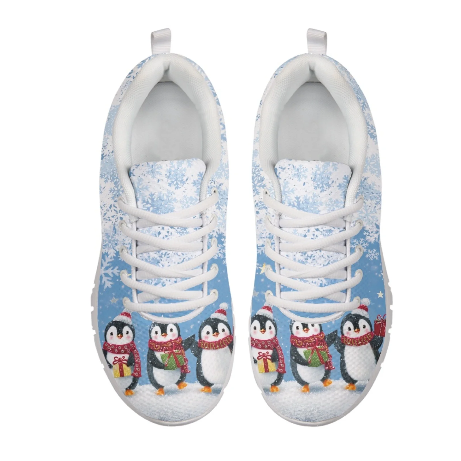Coloranimal Santa Claus Bow Women Running Shoes Lace-up Casual Mens Athletic Trainers for Travel