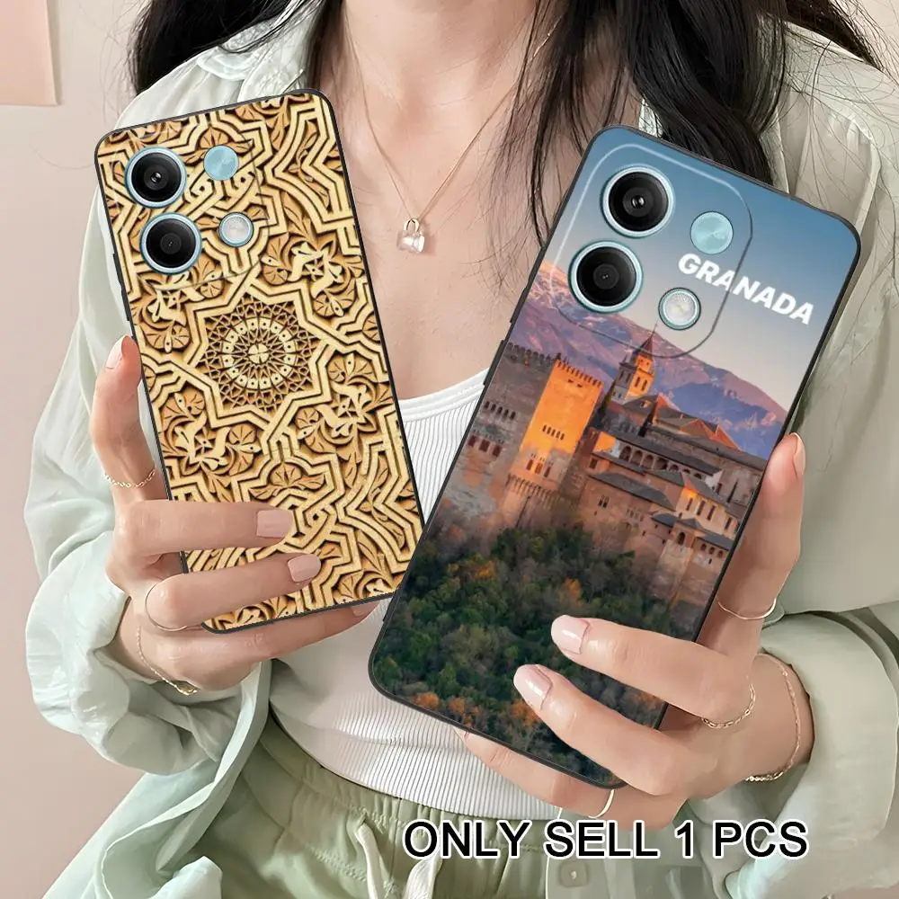 Spain Alhambra Granada Matte TPU Mobile Phone Case for Xiaomi Redmi 15 14 13 12 A5 3 2 1 C Plus 4G 5G Colorful Printing Cover