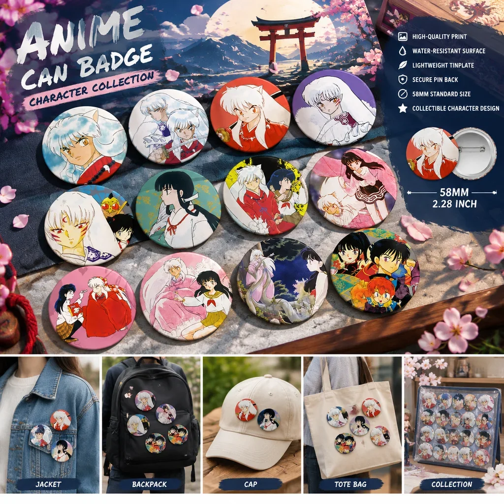 Inuyasha Badge Anime Brooch Pin Kagome Sesshomaru Shippo Sango Naraku 14 Types Style C Cosplay Jewelry Collection Gift Set