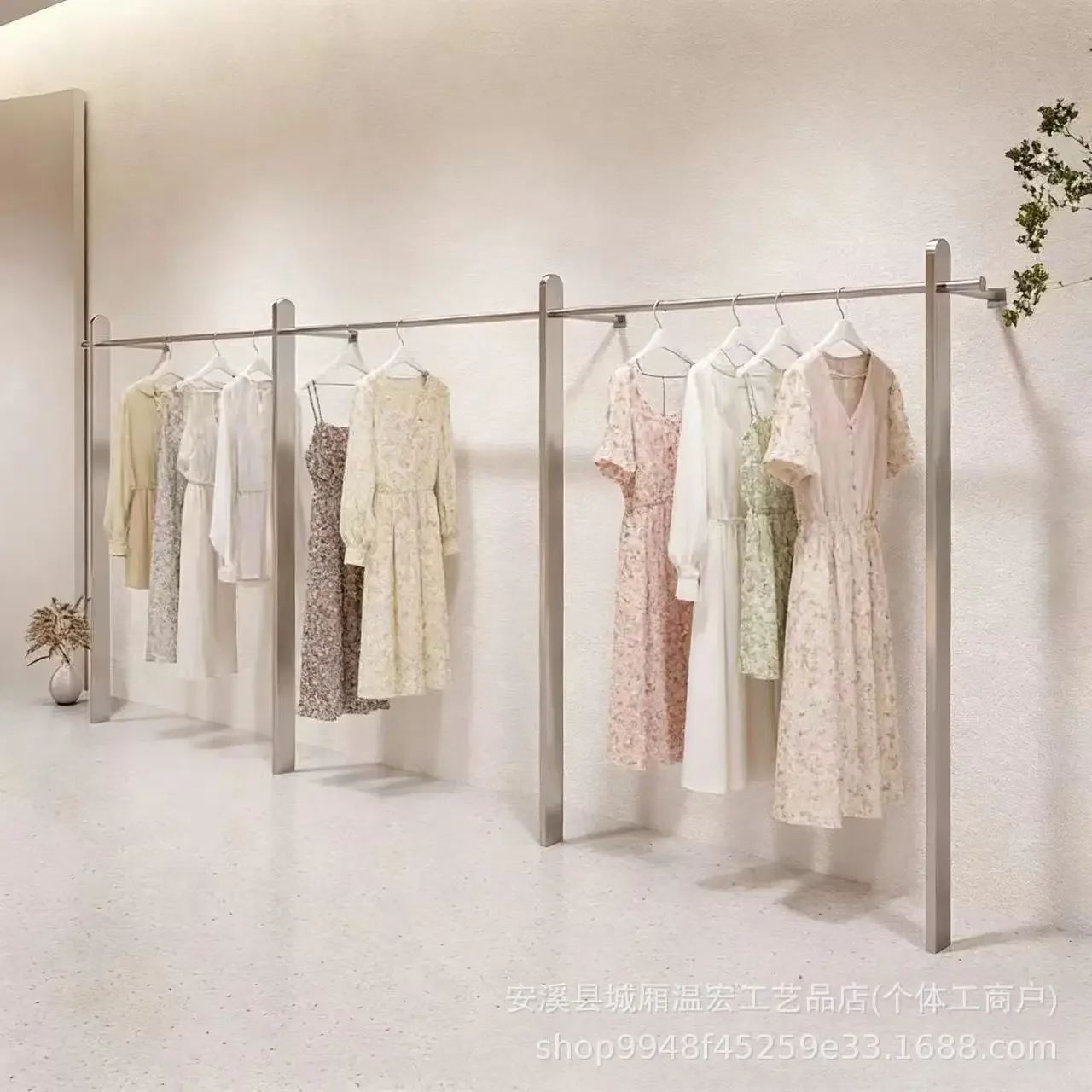Clothing Store Stainless Steel Wall Display Rack High Sense Side Hanging Display Middle Island Rack Internet celebrity