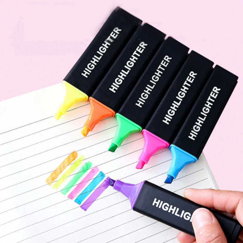 Highlighters Fluorescent Color Marker Pen Text Separator Invisible Ink School Stationery Office Supply