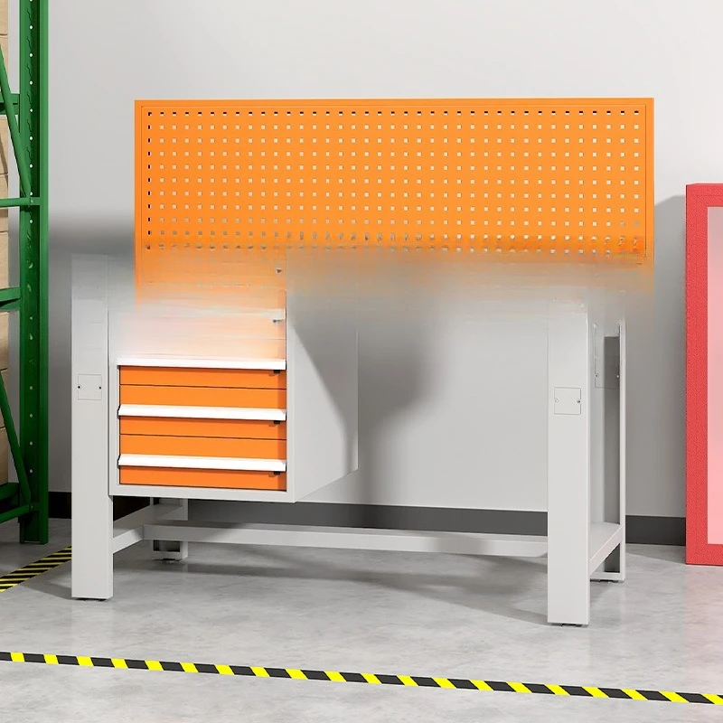 

Fitter workbench Multi-person console Workshop worktable Heavy steel plate countertop School training bench