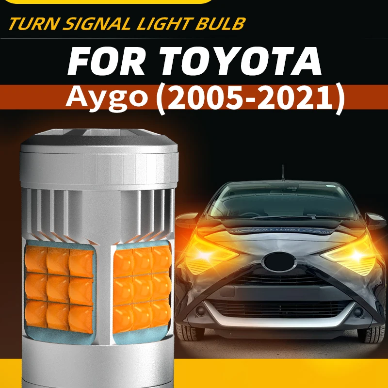 

2pcs Car LED Turn Signal Lights Bulbs Amber Front/Rear Direction Indicator For Toyota Aygo B1 B4 MK1/2 2006 2008 2015 2018 2021
