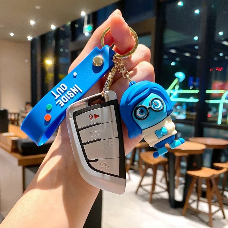 Disney Inside Out 2 Keychain Schoolbag Cartoon Pendant Anime Keyrings Car Key Ring Accessories Kids Birthday Gifts Accessories