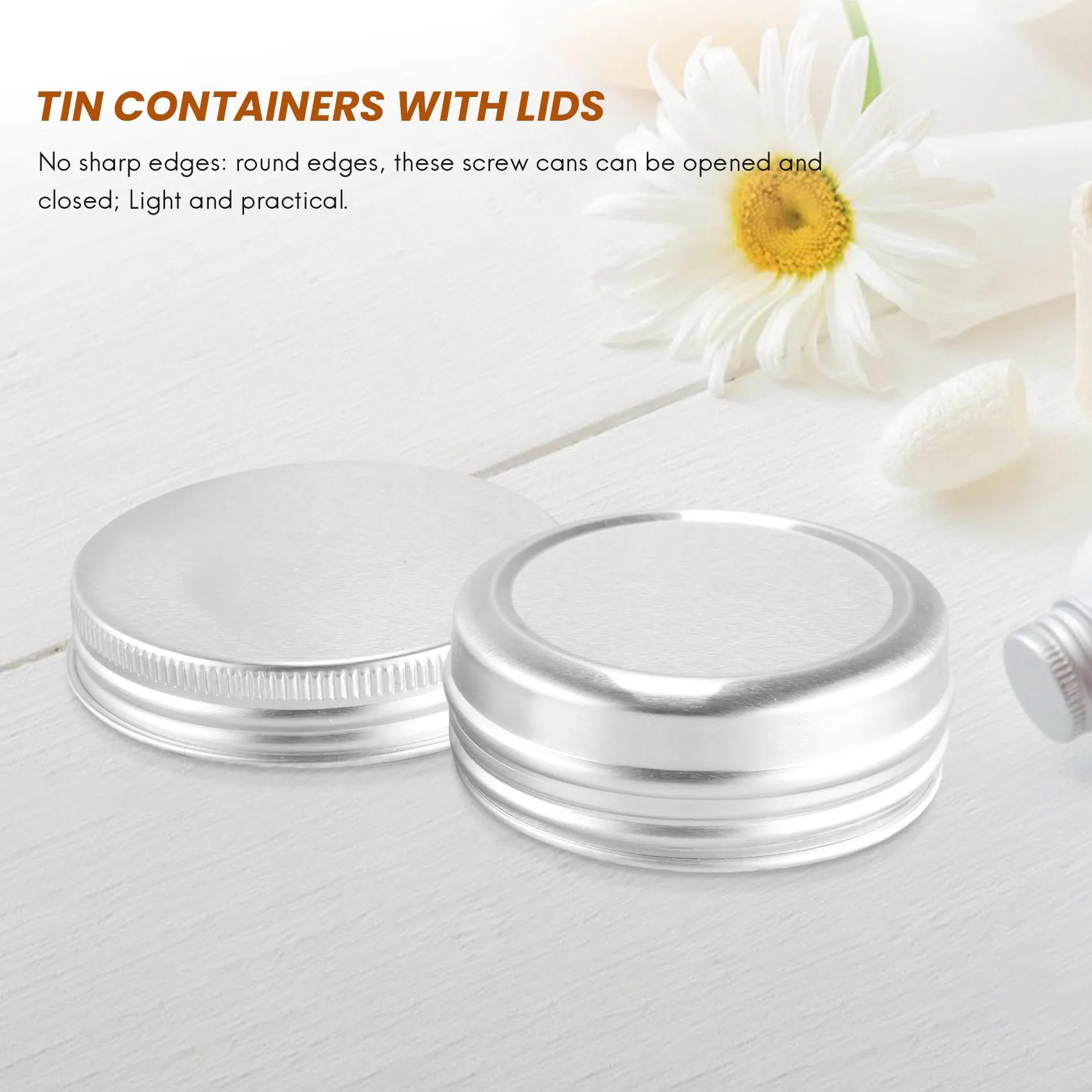 BAAE 48 Pcs 1 Oz Tins Silver Aluminum Tins Cans Screw Top Round Aluminum Tins Cans with Screw Lid Screw Lid Containers