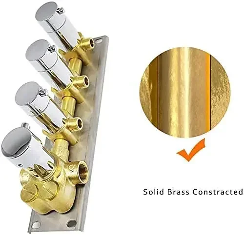 Concealed installation 3 way Brass Thermostatic Shower Diverter Flow Control Replacement Shower Valve Kit for Shower System