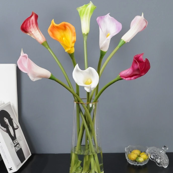7 Stück PU Große Kallablumen Künstliche Blumen Heimdekoration Lange Zweige Kallablumen Hochzeits-Blumenarrangement Partystrauß – Detail 5