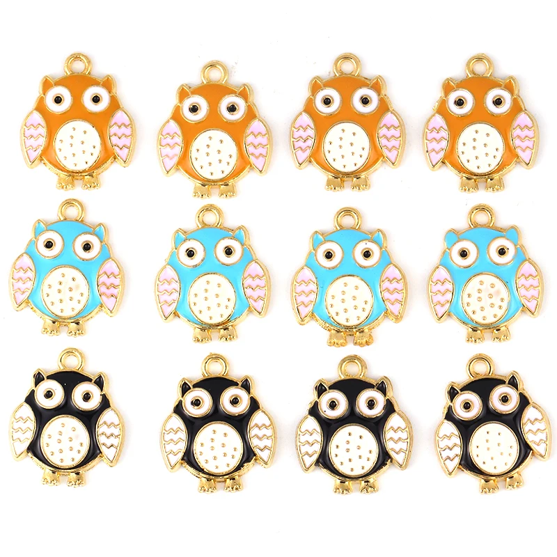 

15Pcs 17*15MM Enamel Charm Owl Animal Fashion Alloy Metal Pendant Halloween Fit DIY Necklace Bracelet Jewelry Making Accessories