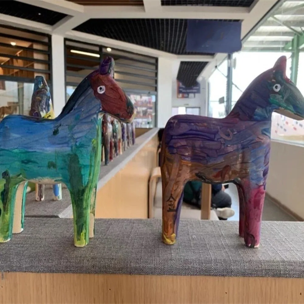 

Handmade Wooden Horse Farmhouse Style DIY Drawing Painting Horse Figure Carved Design Vintage Blank Animal Figurine Office Decor