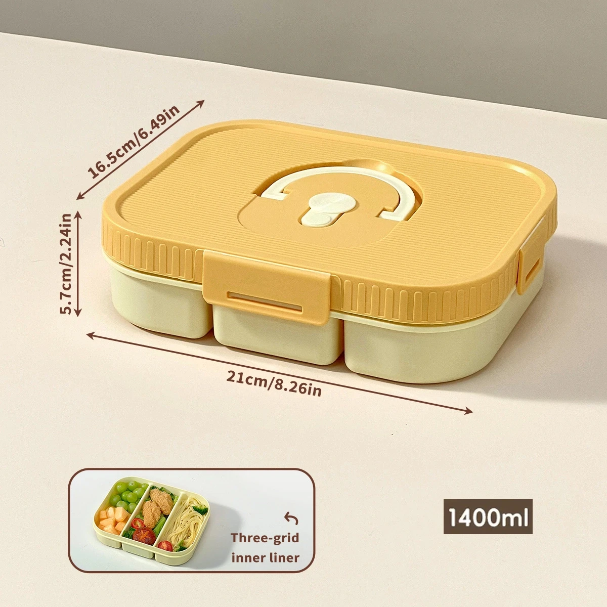 Magnetron Plastic Verdeelde Lunchbox Met Handvat Camping Picknick Draagbare Lekvrije Fruitsalade Voedselcontainer Voor Kinderen Studenten