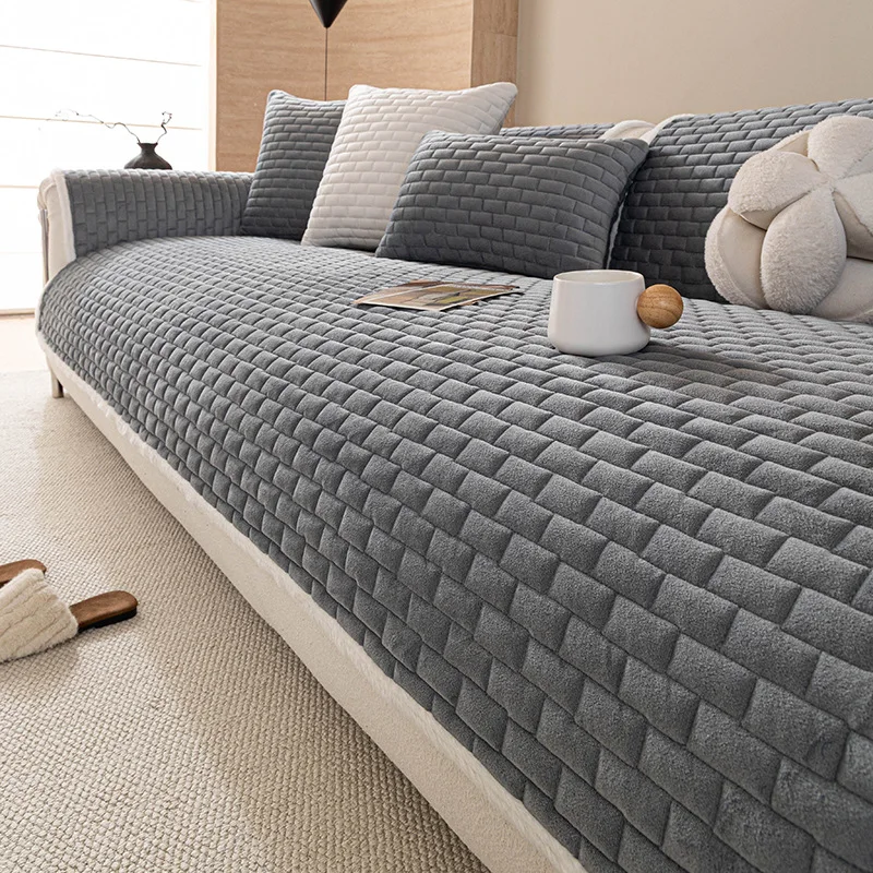 High-grade Chenille Sofa Cushion Four Seasons Universal Non-slip Straight Type Sofa Cover Straight Row Sofa Cushion Suit