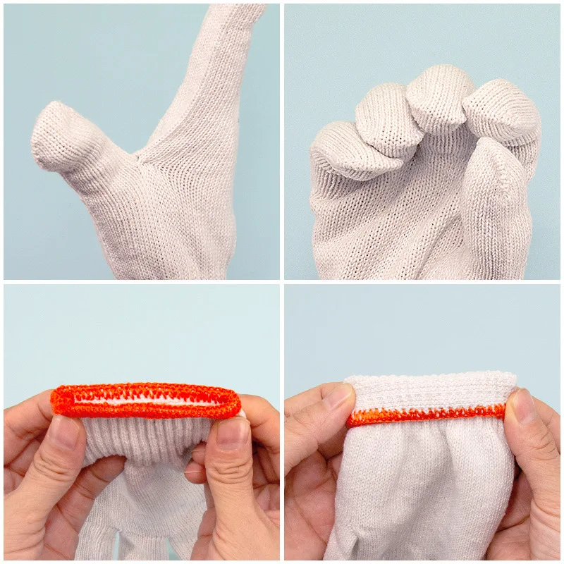 Vitcoco 12 pares luvas de algodão abajur engrossado resistente ao desgaste luvas de proteção de trabalho de algodão branco