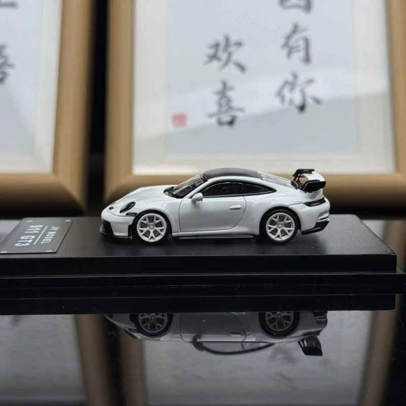 Diecast JY 1:64 Scale Porsche 911 GT3 Luminous Blue-green Alloy Car Model Collectible Toy Gift Souvenir Display Ornament