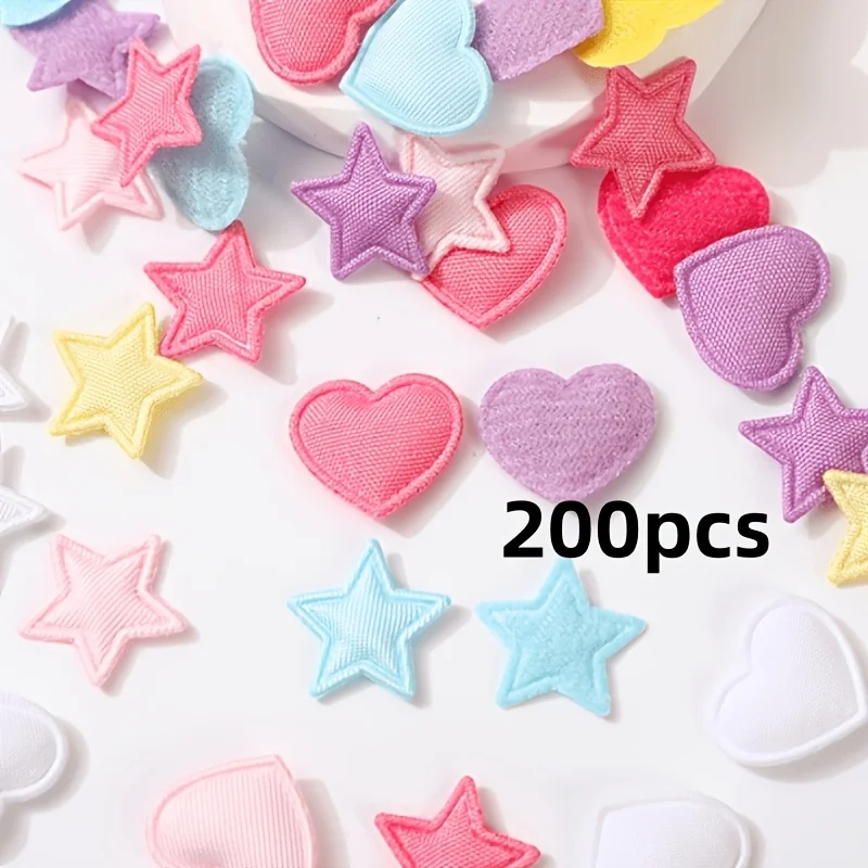 200 piezas, accesorios para el cabello DIY con pentagrama de tela de colores Macron, cualquier accesorio decorativo y complemento.