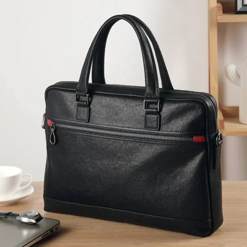 حقيبة أعمال عصرية كاجوال عصرية راقية من الجلد الطبيعي للرجال حقيبة يد من جلد البقر بطبقة علوية #1