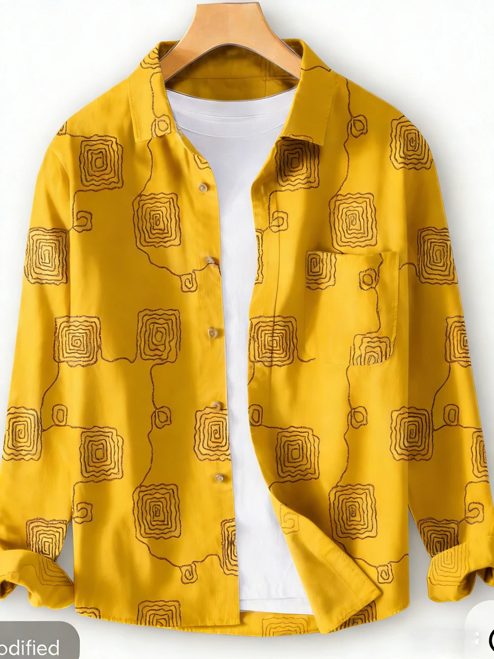 

Men's Linen Long Sleeve Collar Shirt Natural High Definition Printed Open Front Large Size Shirt Business Leisure Men's Clothing