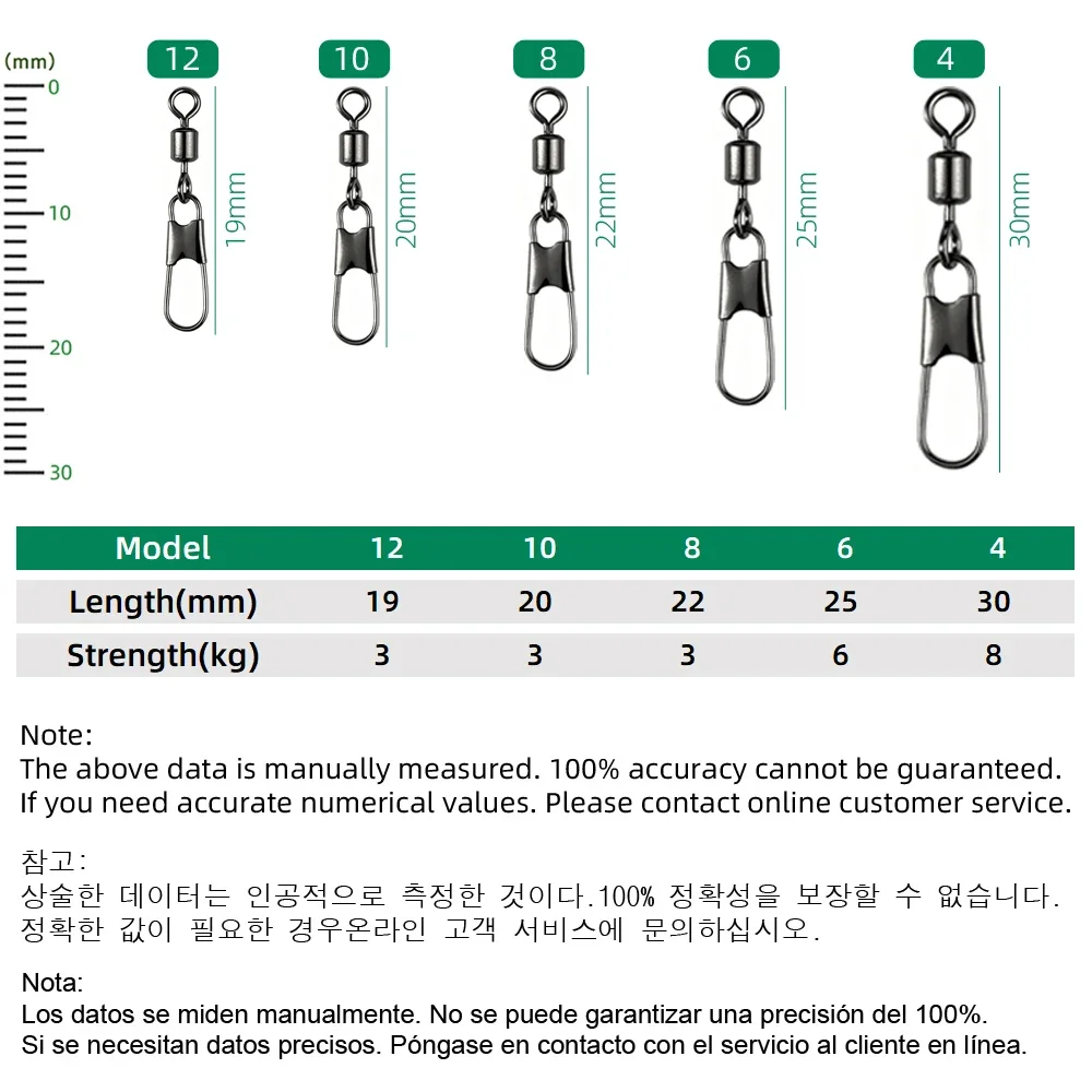 DNDYUJU 25 Stück Angelwirbel mit Interlock-Verschluss aus Edelstahl, Schnellverschluss-Angelzubehör – Detail 3