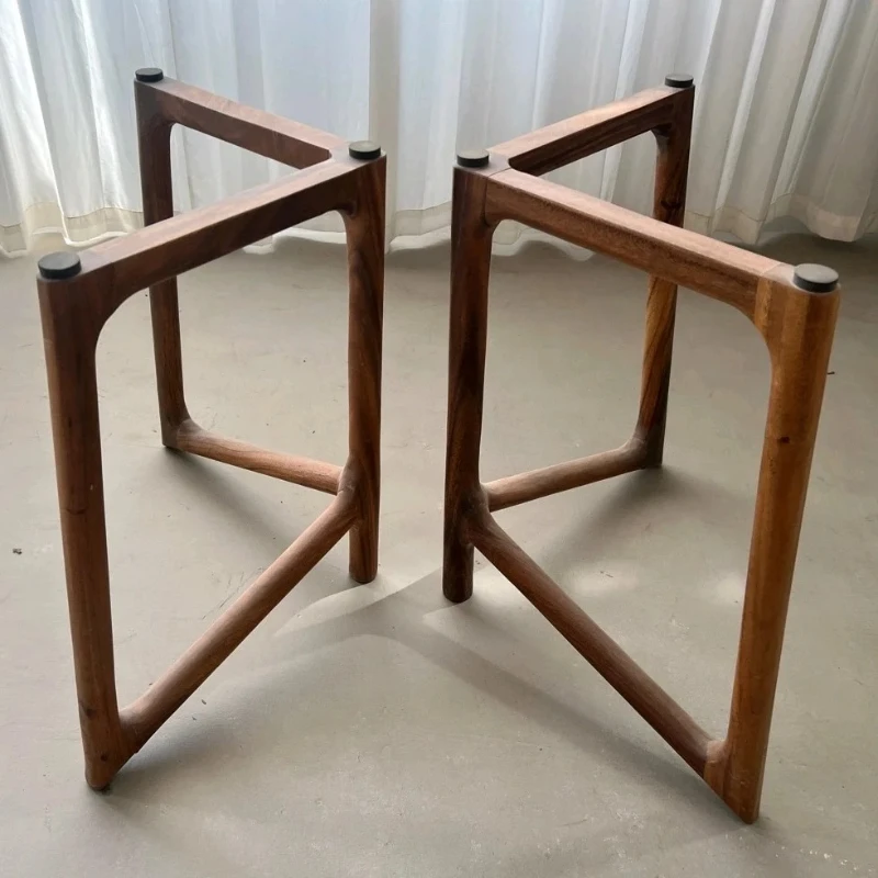 ‌ Gambe da tavolo in legno di noce con base in ferro Supporto da tavolo in vero legno resistente Altezza regolabile per tavolo da pranzo e banco da lavoro