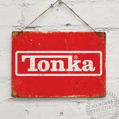 TONKA Toys Red Replica Vintage Metal Wall Sign Retro Garage Shed Collector Truck