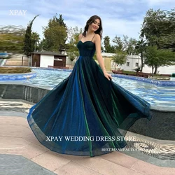 XPAY Shiny Glitter Dark Green Evening Dresses Spaghetti Straps Dubai Arabic Women lace Up Back Prom Gowns Plus Size Formal Party