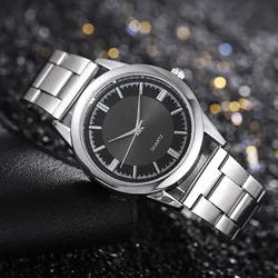 Classico semplice orologio al quarzo da uomo d'affari in acciaio inossidabile quadrante rotondo Casual classico donna uomo Business orologi al quarzo inossidabile