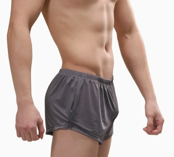 

Sexy Men's Boxy Underwaer Ice Silk Cool Feel Quick Dry Boxer Trunks Youth Mid-rised Beach Board Shorts Casual Homewaer Aro Pants