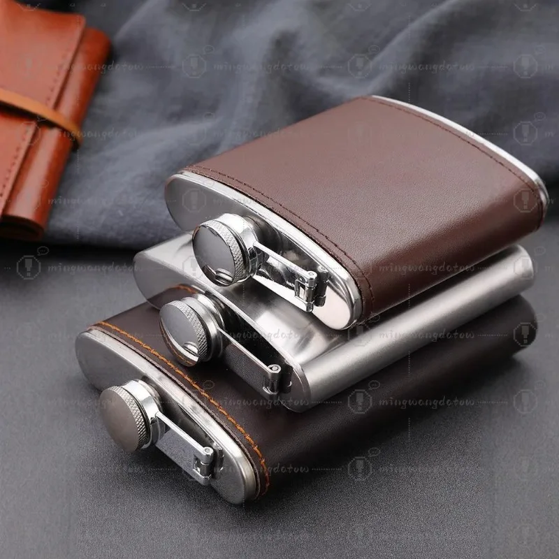Premium 304 Stainless Steel 8oz Pocket Flask Portable Outdoor Flat Wine Bottle for Liquor