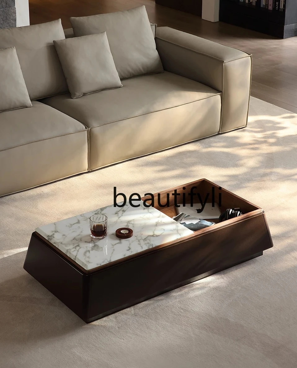 

Light luxury marble coffee table living room Italian modern minimalist style designer high-end storage solid wood coffee table