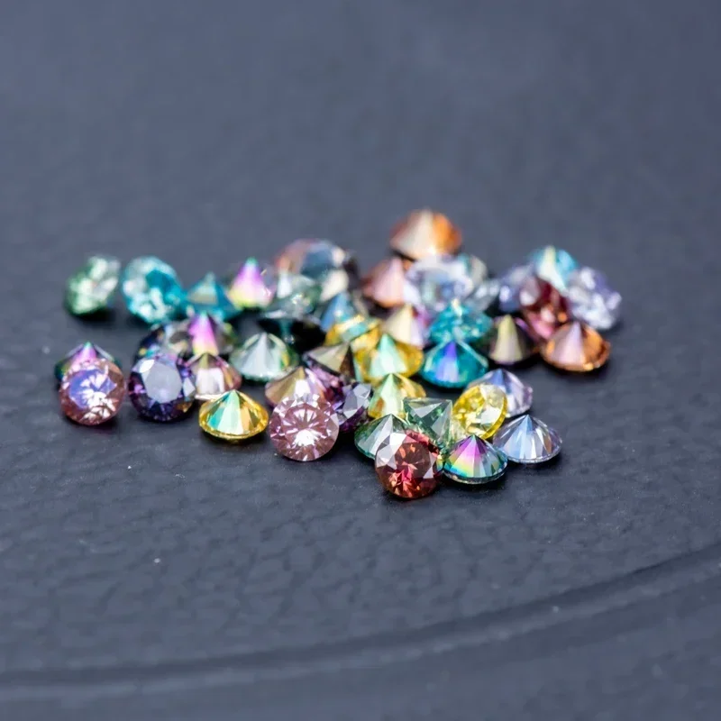 Moissanite Colored Stone Small Size Round Shape DIY Advanced Charms Jewelry Making Materials Multiple Colors Available