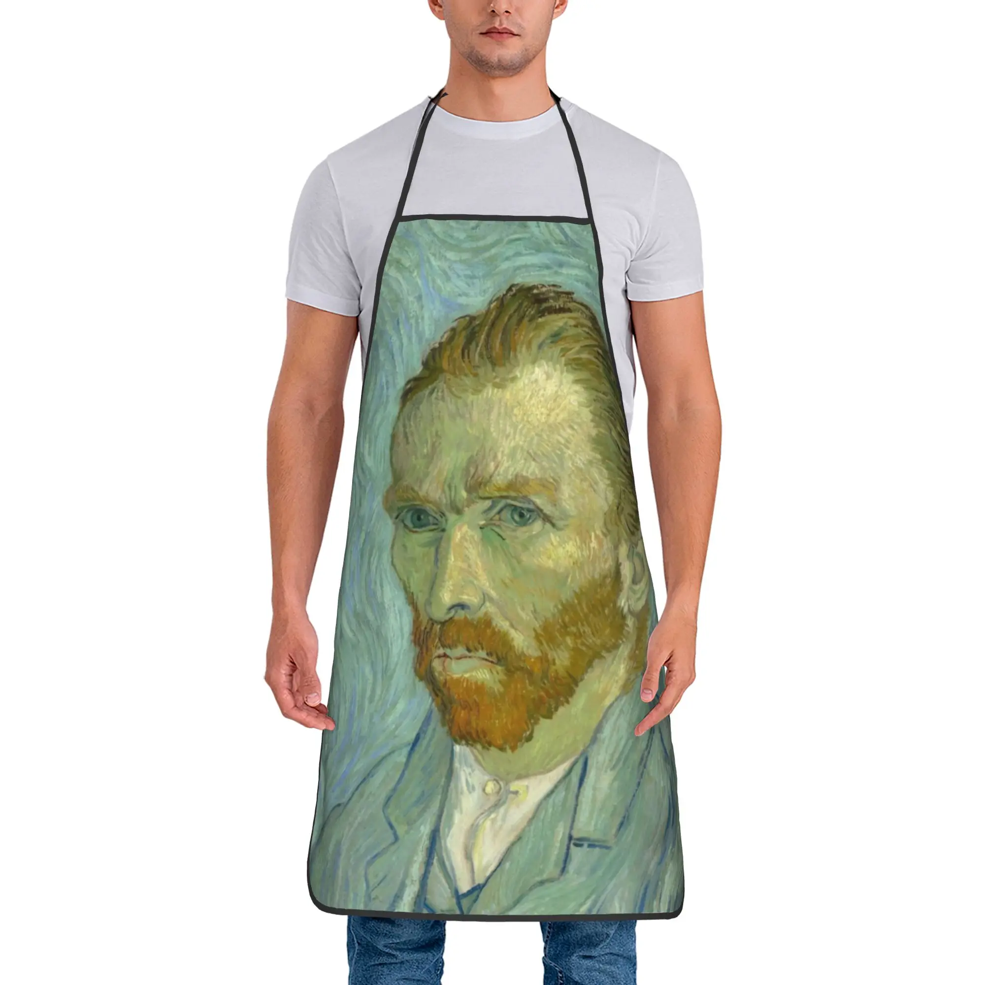 Self Portrait Vincent Van Gogh Bib Aprons Women Men Polyester Original artwork Household Adult Waterproof Fashion Pinafore Chef