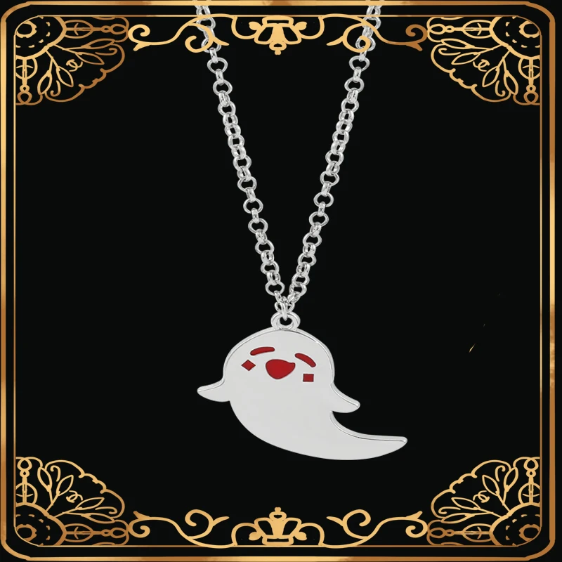 Genshin Impact 2022 Necklace HuTao Cute Ghost Stainless Steel Pendant Girls Necklace Jewelry Accessories