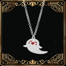 Genshin Impact 2022 Necklace HuTao Cute Ghost Stainless Steel Pendant Girls Necklace Jewelry Accessories