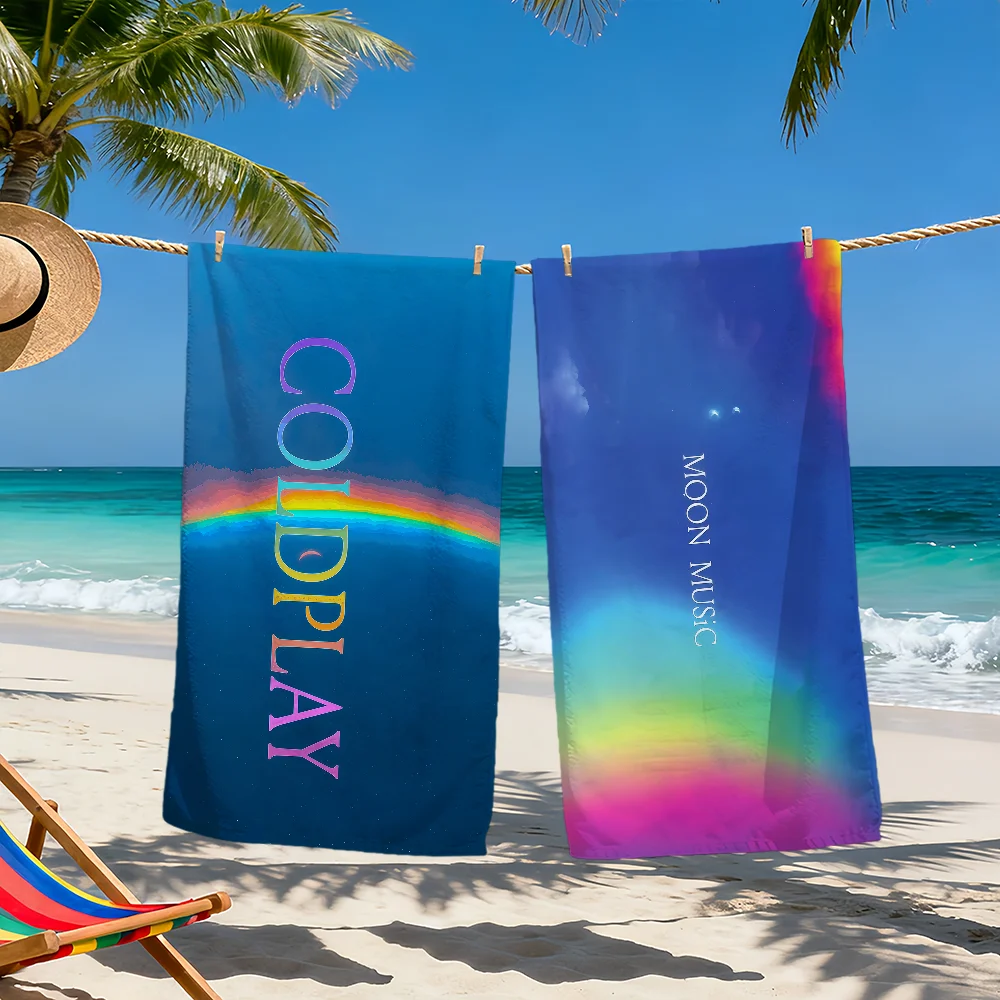 Towel art Soft Moon Music Beach Towels Quick Dry C-Coldplay Pool Towel for cool Travel band Gym bathing Spa Camp sport Gift