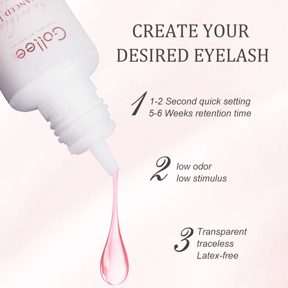 Gollee 0.5-1s Fast Dry Eyelash Extension Glue Super Bonder 5-8 Weeks Lasting Strong No Irritation Accelerator Glue Lash Supplies