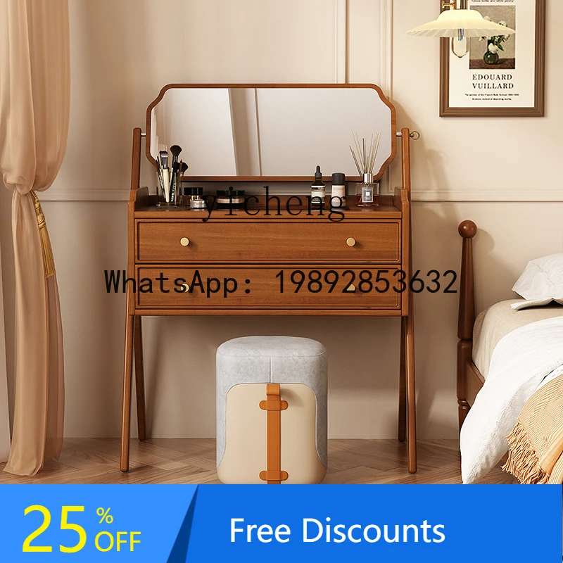 

AA retro solid wood dressing table bedroom bedside dressing table medieval small apartment dressing table