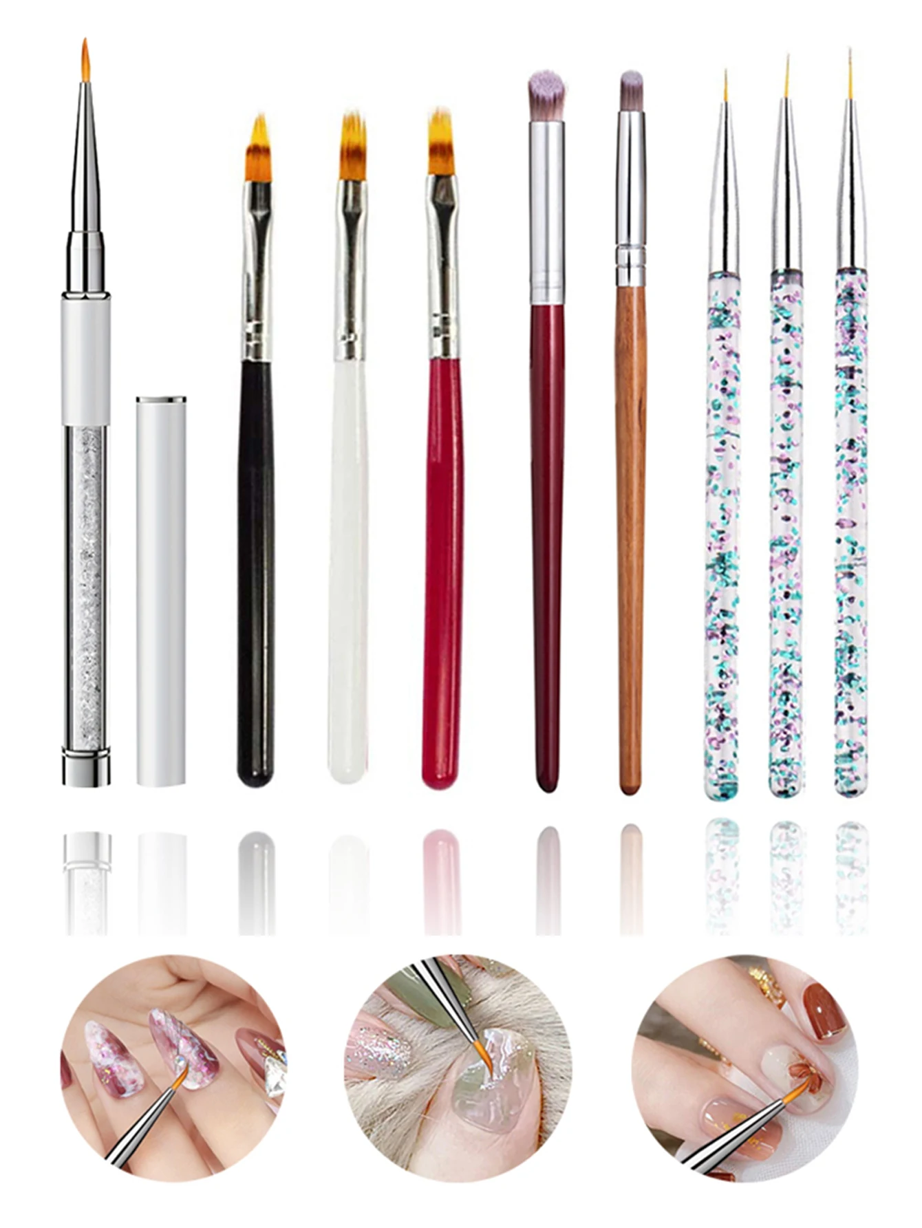 1/2/9PCS Nail art Pinsel Set Professionelle Multifunktionale Nail art Malerei Werkzeuge Nagel Gel Liner Pinsel für Nagel Salon