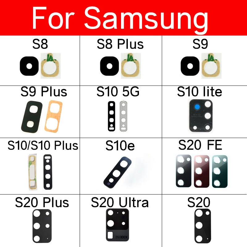 Terug Achteruitrijcamera Glazen Lens Voor Samsung Galaxy S8 S9 S10 S10e S20 fe Ultra Plus Lite 4G 5G Protector Lens + Sticker Reparatie Onderdelen