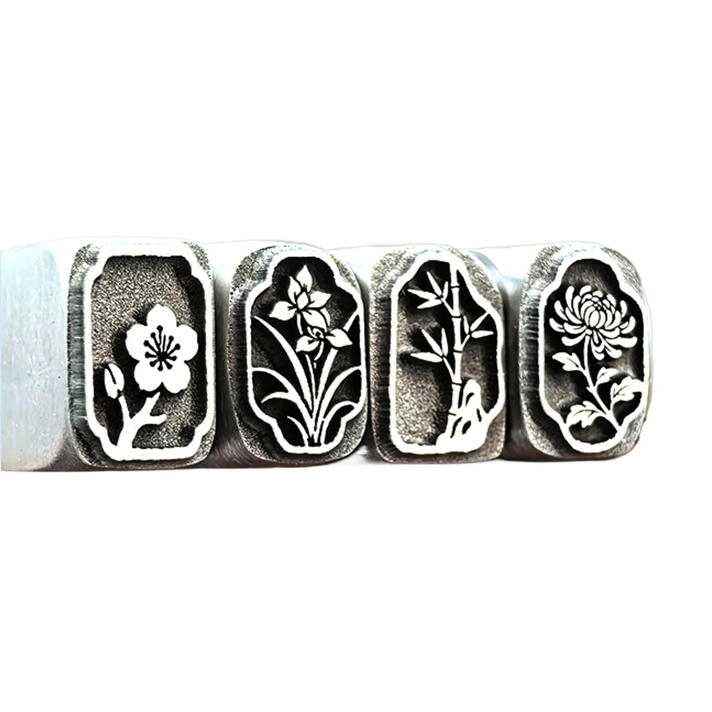 Plum Orchid Bamboo Chrysanthemum Steel Stamp – Gold Silver Jewelry Ring Bracelet Engraving Punch DIY Tool