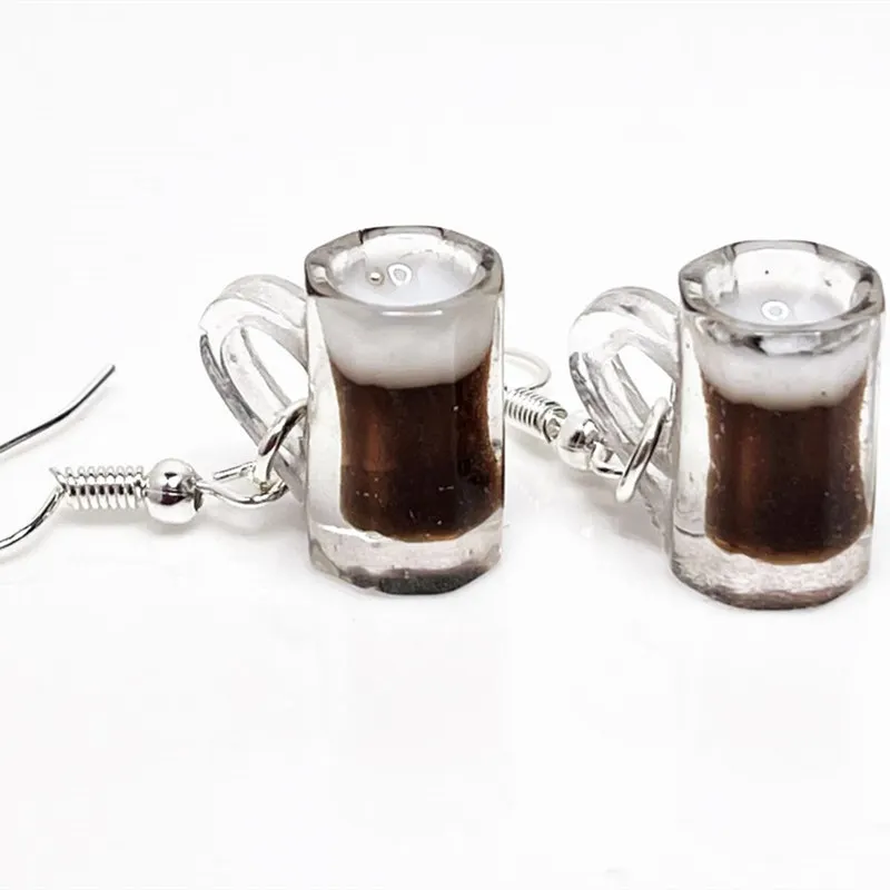 Mini Beer Cola Glass Women\'s Earrings Creative Simulation 3D Wine Glass Resin Accessorie Handmade Jewelry Gifts for Her