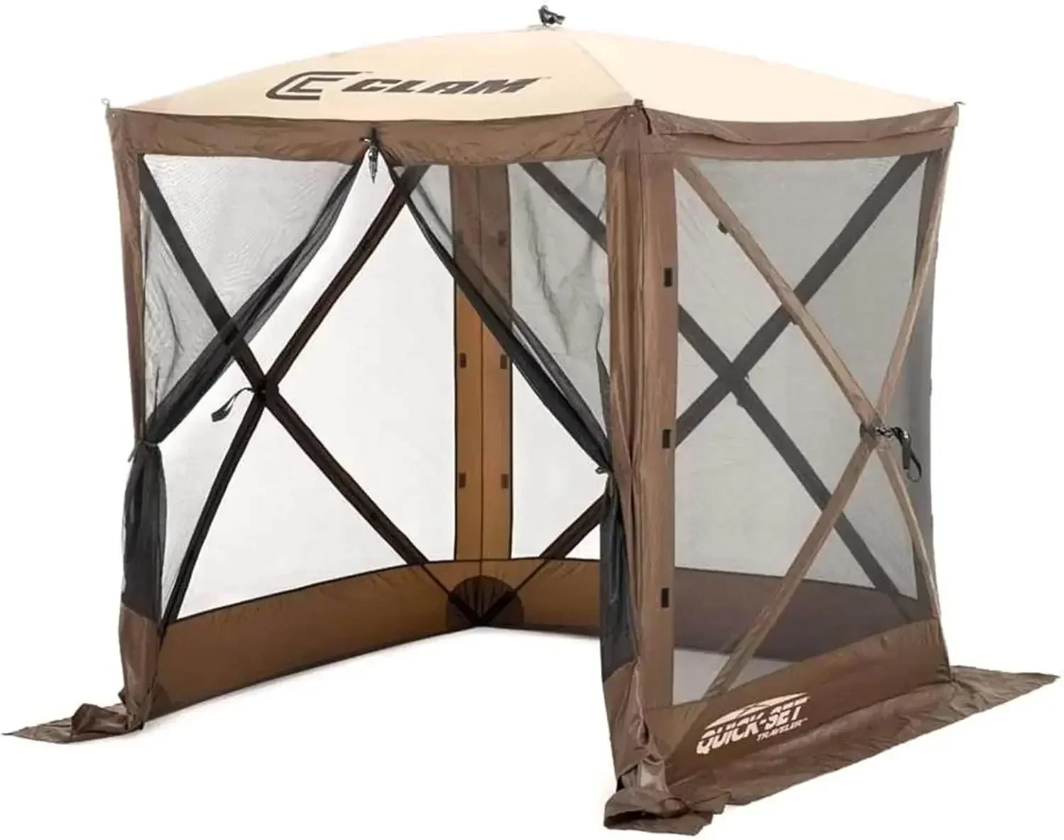 Quick-Set Pop Up Screen Tent, Traveler, 6 x 6 ft, Instant Setup Brown Portable Outdoor Shelter, Compact Bug-Free Canopy Tent for