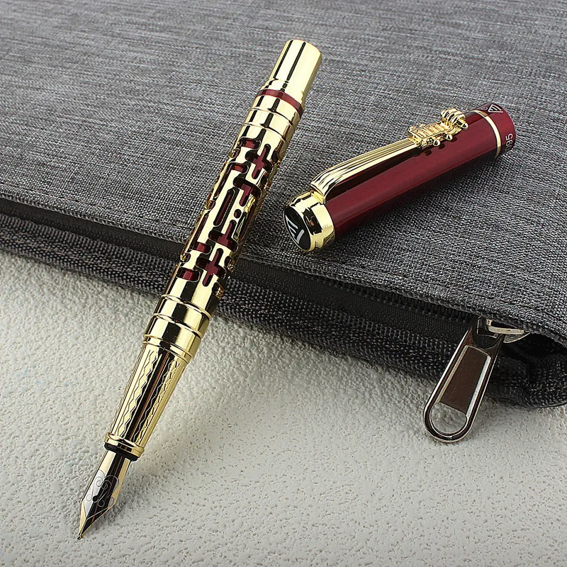 luxo oco out metal fountain pen escrita do negocio canetas de presente material de escritorio escolar estacionaria iridium pen ef f m nibs 01