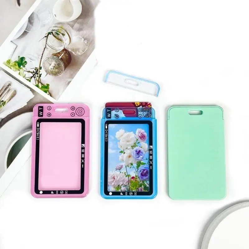 

Novelty Photo Card Holder Photocard Holder Protective Sleeves with Retractable Spring Coil Keychain for Student Kid