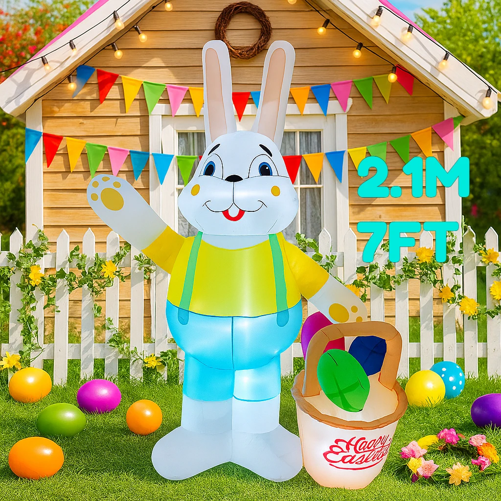 

7 футов пасхальный праздничный надувной корзина для переноски кролика, декор, светодиодные фонари, уличный двор, воздушный двор, пасхальный праздничный реквизит, декор