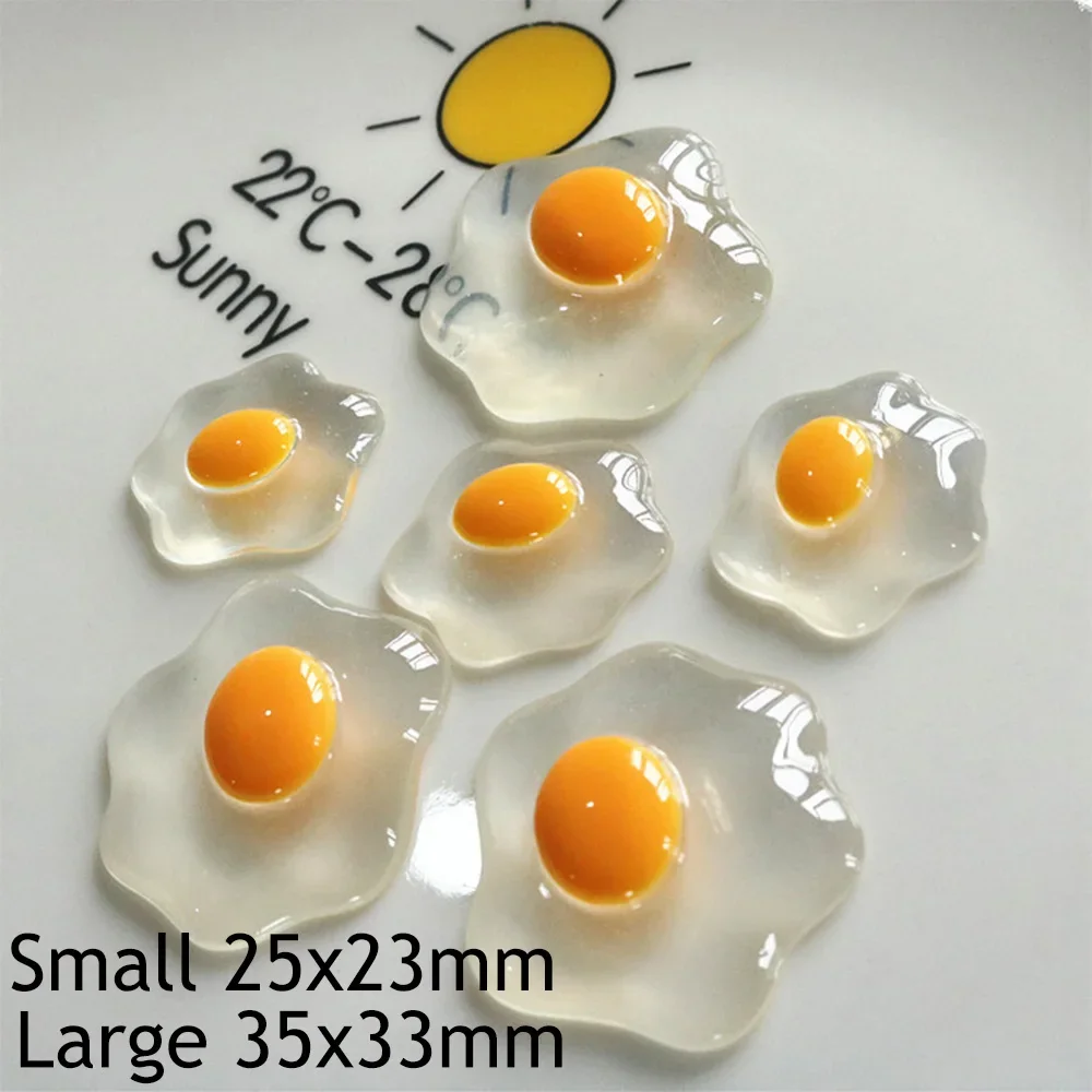 10PCS Clear Fried Eggs Series Miniature Flat Back Resin Cabochons For Hairpin Scrapbooking DIY Home Decor Craft Accessories