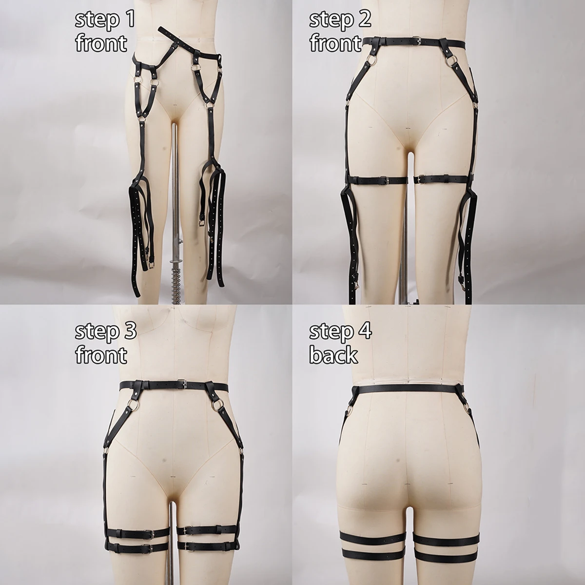 حزام ساق جلدي للنساء، كاجوال، حزام تسخير الفخذ، ملابس نادي المهرجانات، حزام رباط جلدي #6