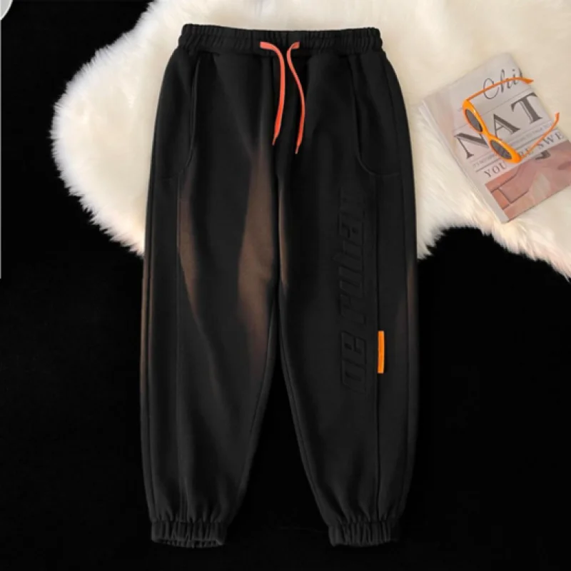 2024 New Spring and Autumn High Waist Drawstring Versatile Casual Sports Loose Oversized Trendy Brand Strap Haren Pants for Men