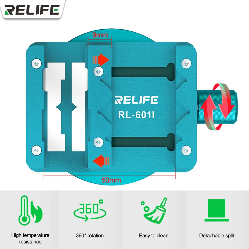 

RELIFE Mini Rotary Fixture High Temperature Resistance Weighted Base Clamp Used Under Microscope Motherboard Chip Removal Repair