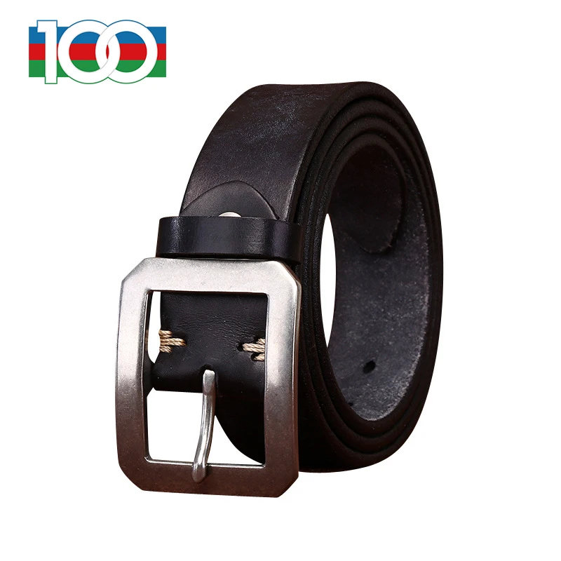 

Belt stainless steel buckle men's thickened belt Men's vintage frosted leather top layer cowhide casual belt