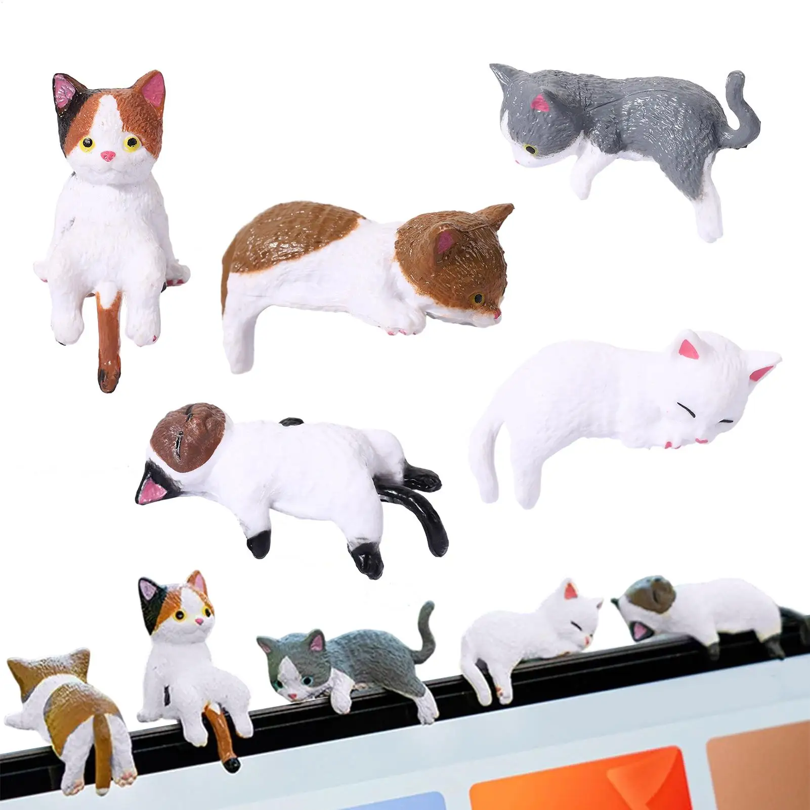 4/5 Stück niedliche Kätzchen-Dekoration, kreative schlafende Katzenpuppe, Heimdekoration, Spielzeugkatze, Auto-Innenraum-Landschaftsdekoration, bezaubernde Geschenke – Detail 6