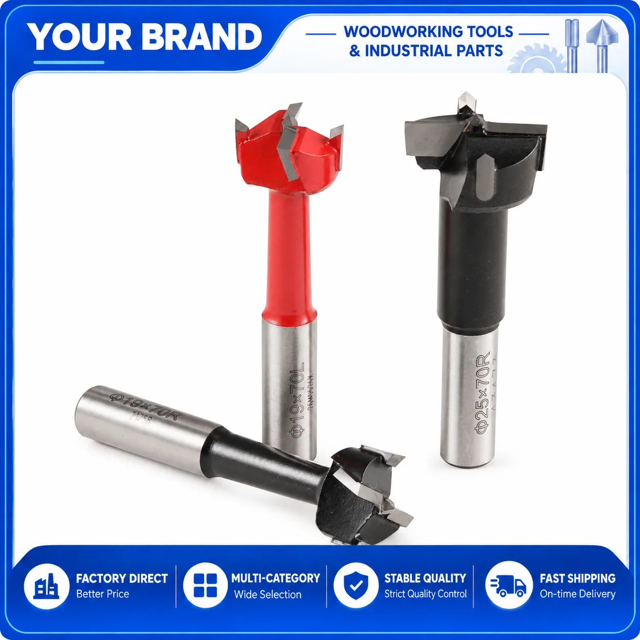 5PCS 4-Slot Carbide Forstner Drill Bit Set for Woodworking Wood Hole Drilling Tools
